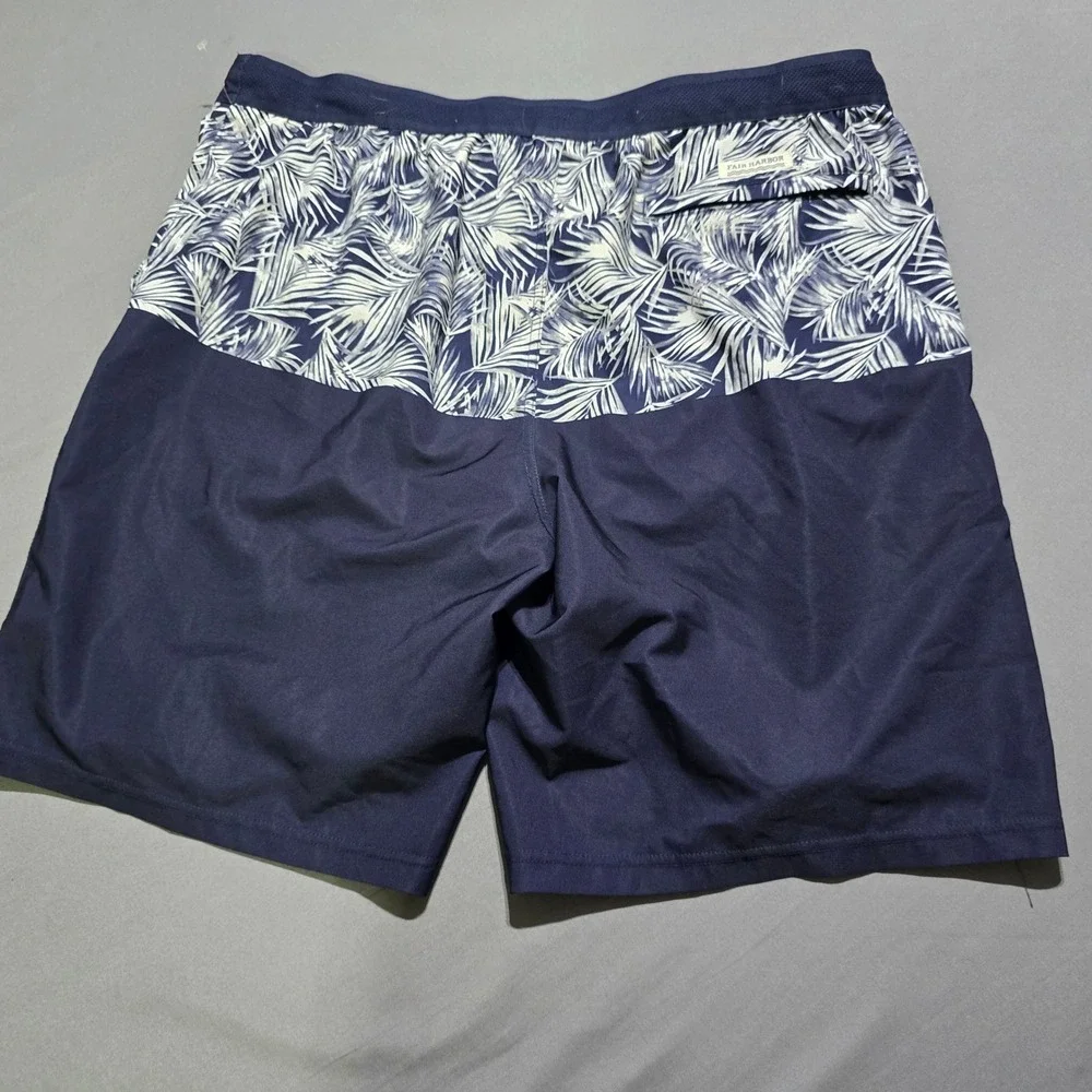Fair Harbor Swim Trunks Mens 3XL Navy Blue Palm Print BreezeKnit Board Shorts
